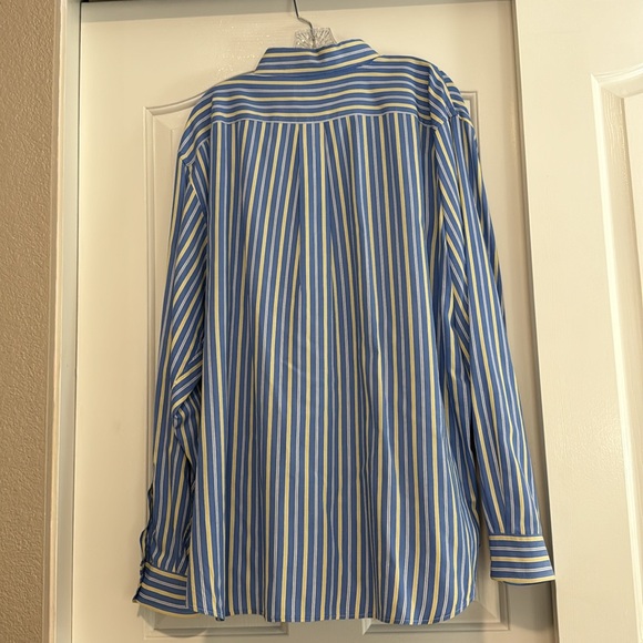 Men’s L/S Ċhaps Button down in XXL Tall. Blue/yellow stripe. Front pocket. - Picture 5 of 8